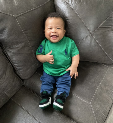 Baby Crochet Sneakers - AJ1 Pine Green - Baby Sneakers Shop - unisex baby crochet shoes